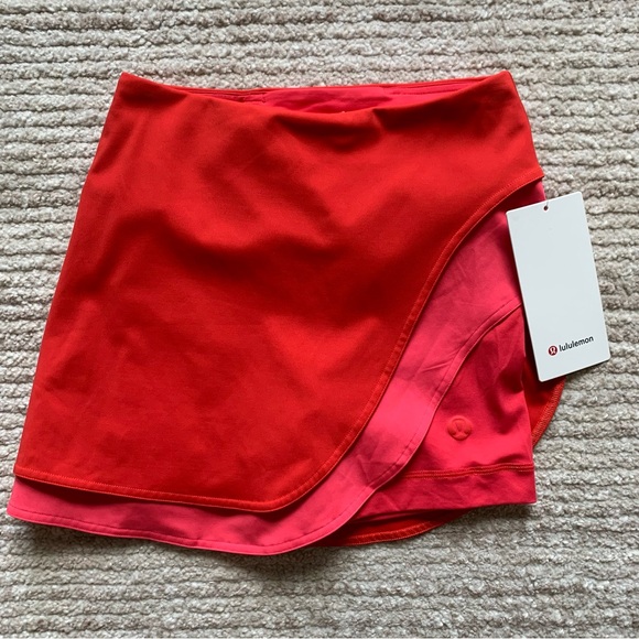 lululemon athletica Dresses & Skirts - Lululemon Asymmetrical Layered High Rise Tennis Skirt Pink Red NWT Size 2